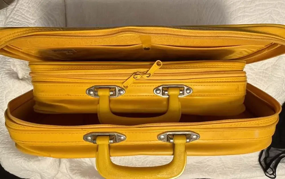 Vintage 1983 Care Bears Yellow Two-Piece Suitcase Luggage Set